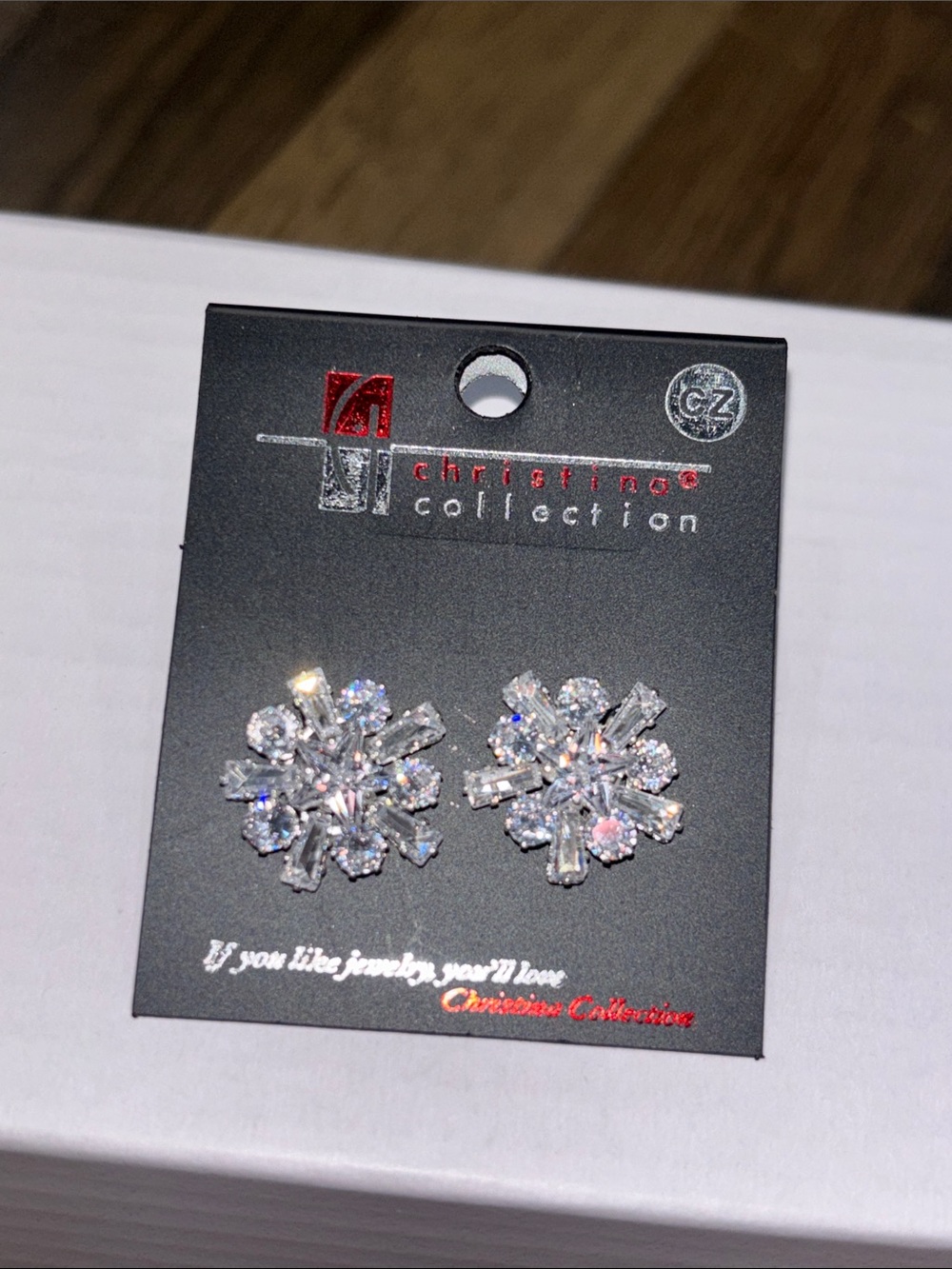 Silver CZ Snowflake Stud Earrings - Clear Sparkle